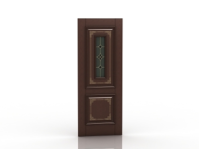 European-style solid wood door 3d model