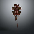 Traditional Wooden Cuckoo Clock With Carved Leaf Decorations Eagle Figure And Pendulum