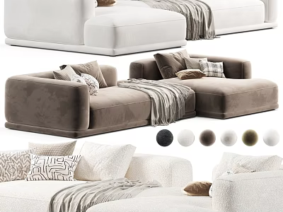 Modern Comfortable Upholstered Double Sofa With Decorative Pillows And Multiple Stylish Fabric Color Choices 3d model