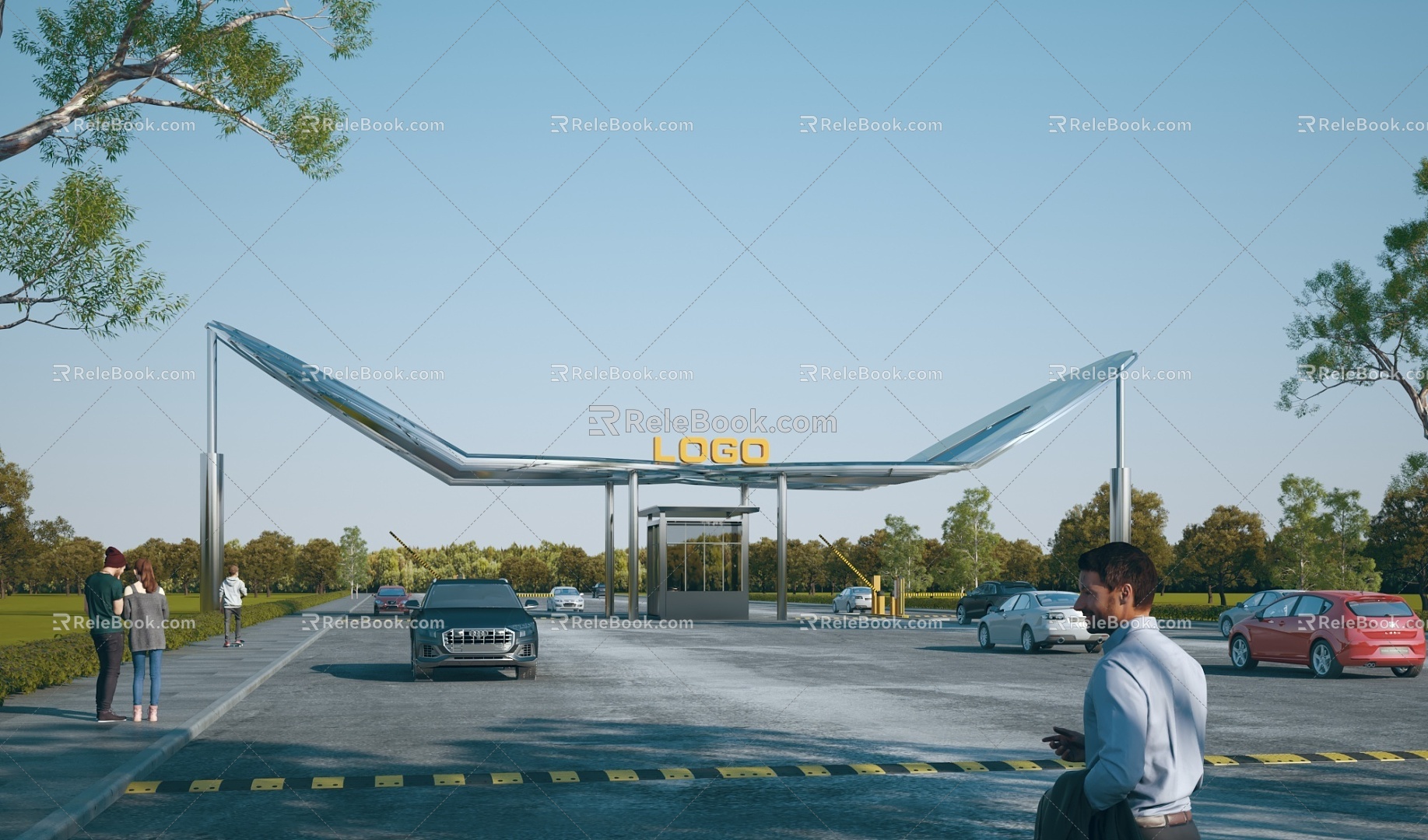 Modern Gate Gate Building Factory Gate Guard Recorder Room Gate Entrance Park Gate Gate Gate 3d model