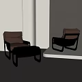 Comfortable Modern Leather Leisure Chair With Wooden Frame And Ottoman For Living Room