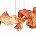 Artistic Orange Beige Fabric Hanging Decoration with Flowing Curved Design