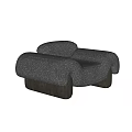 Modern Black Single Seater Sofa With Textured Fabric Curved Arms And Solid Legs