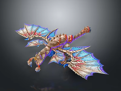 Fantasy Mythical Creature With Colorful Wings Intricate Design And Character Texture Details 3d model