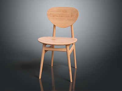 Wooden Leisure Chair with Curved Backrest and Circular Seat in Simple Modern Style 3d model