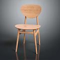 Wooden Leisure Chair with Curved Backrest and Circular Seat in Simple Modern Style