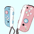 Cute Blue and Pink Entertainment Electronics Game Controllers with Paw Print Decorative Stickers