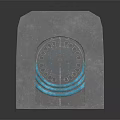 Central Bank Metal Plaque With Blue Glowing Circle And Textured Surface