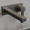 Modern Black Wall Mounted Faucet With Water Flowing From Spout