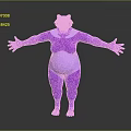 Game Movie Character With Purple And White Design Panda Appearance Chubby Body Arms Outstretched