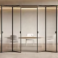 Modern Ribbed Glass Folding Doors With Black Frame For Interior Space Dividing