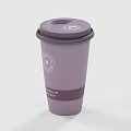 Purple Disposable Coffee Cup With Lid And Logo On Package Text Body