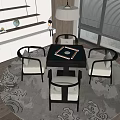 Elegant Hotel Mahjong Room Interior With Mahjong Table Round Rug And Comfortable Chairs