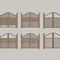 Six Wooden Gates Featuring Various Intricate Patterns On Light Background 3d model