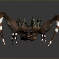 Detailed Reddish Brown Crab 3D Model with Large Claws White Stripes and Spiked Head