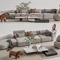 Modern sofa coffee table combination 3d model