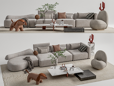 Modern sofa coffee table combination 3d model