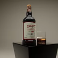 Glenfiddich 18 Year Old Whisky Bottle With Glass On Black Stand Dark Background