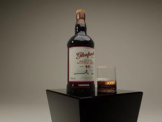 Glenfarclas Gran Whiskey Bottle Wine Glass Wine Glass Brandy 3d model