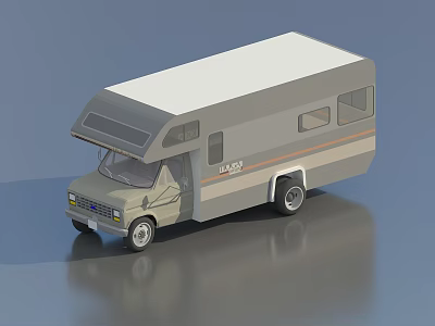 Gray And White RV Camper Van With Side Windows And Door Design 3d model