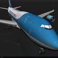 Korean Air Blue And White Passenger Jet With Four Engines Landing Gear And Wings
