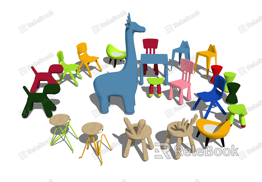 Modern children's chair children's stool toy combination model