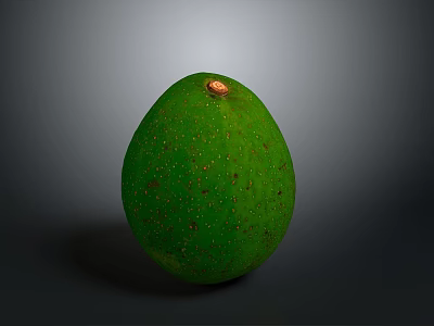 Ripe Green Avocado With Brown Specks And Smooth Surface On Gray Background 3d model