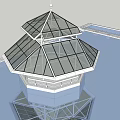 Geometric Glass Roof Structure With Metal Frame Support And Multi Layered Architectural Design