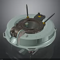 Space Exploration Circular Probe With Dual Antennas Mesh Structure And Support Wheels 3d model