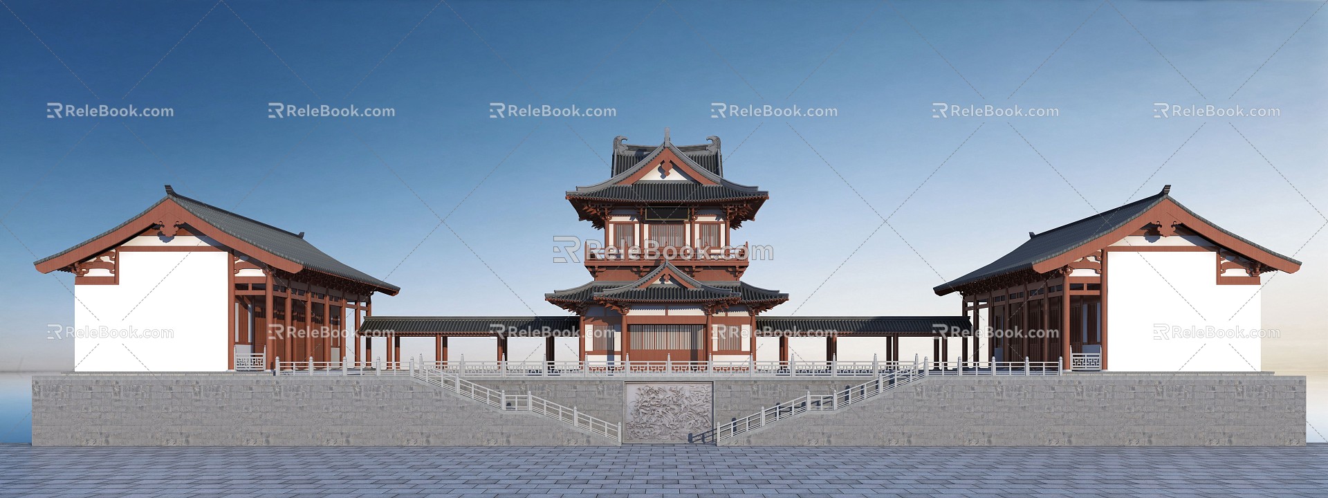 Chinese Style Ancient Temple Temple Planning Su Style Ancient Building Ming and Qing Dynasties Ancient Building 3d model