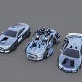 Futuristic Concept Cars With Mechanical Components And Sleek Metallic Design