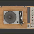 Vintage Wooden Turntable Record Player with Vinyl Disc Tonearm Control Knobs and Dial Panel 3d model