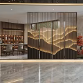 Modern Hotel Lobby Interior Design With Marble Floor Decorative Screens And Green Plants