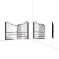 Ornate Wrought Iron Double And Single Gates With Grid Design And Spiked Tops
