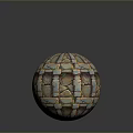 Square And Sphere Decorative Objects With Colorful Stone Tile Pattern On Gray Background With Reflections 3d model