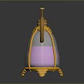 Gold Sprayer With Pink Liquid And Transparent Bottle On Metal Stand