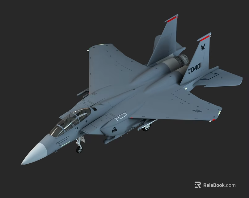 Gray Modern Fighter Jet With Cockpit Tail Number 5401 And Landing Gear 3d model 