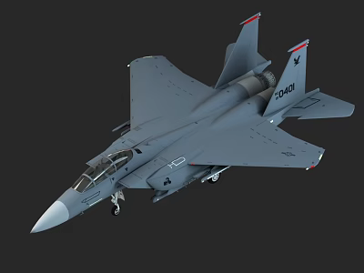 Gray Modern Fighter Jet With Cockpit Tail Number 5401 And Landing Gear 3d model