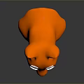 Orange Cartoon Dog Head With Green Eyes White Eyebrows Smooth Surface And Reflection