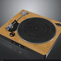 Wooden Home Turntable With Black Platter And Metal Tonearm Design