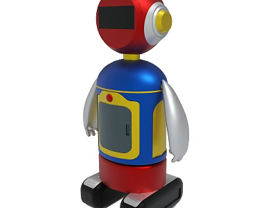 Colorful 3D Robot With Red Blue Yellow Silver Black Parts 3d model