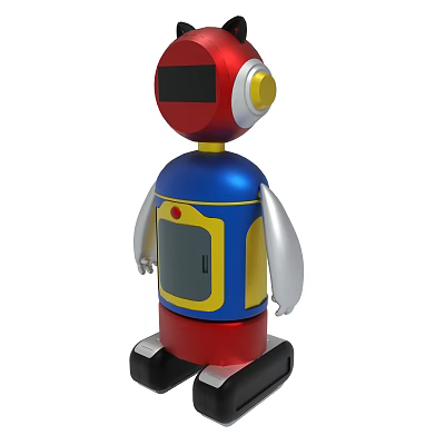 Colorful 3D Robot With Red Blue Yellow Silver Black Parts 3d model Colorful 3D Robot With Red Blue Yellow Silver Black Parts 3d model