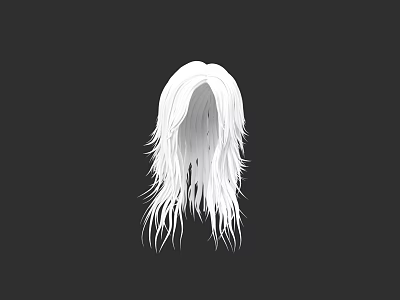 Stylish White Long Hair Design Hat For Modern Trendy Daily Outfit 3d model