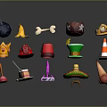 Colorful Delicious Food Items Including Cake And Ice Cream Cone Displayed On Dark Background