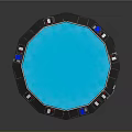 Futuristic Circular Tech Device With Blue Central Area And Black Control Panels 3d model