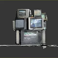 Vintage Televisions Stacked To Form Sculpture On White Base Electronic Art