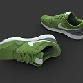 Green Casual Sports Shoes With White Logo And White Sole Lace Up Design