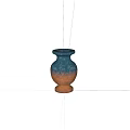 Decorative Vase With Blue Pink Gradient And Wave Patterns On Red Base