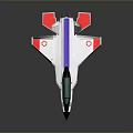 White Fighter Jet Model with Red Purple Stripes Transparent Canopy and Number 001
