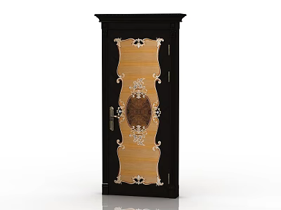 European style solid wood door interior door 3d model